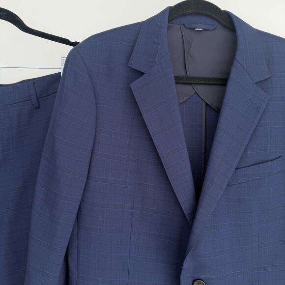 Bonobos Suit Men 40R Navy Plaid Italian Wool Slim Fit Tollegno 1900 Pants 32x30 - Picture 7 of 16